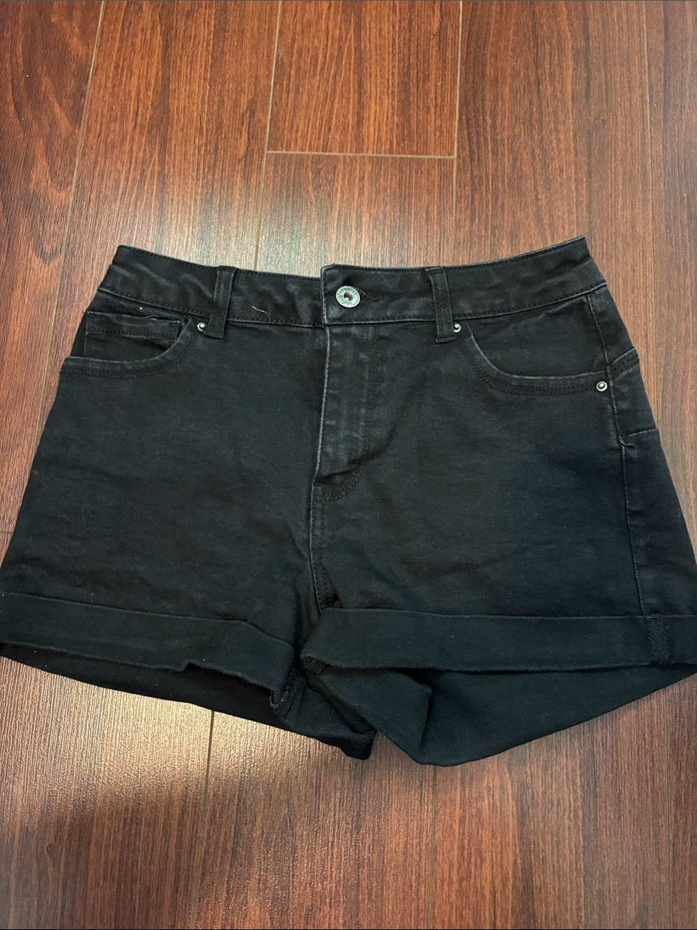 Black Women's Cuffed Denim Shorts